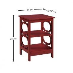 Omega 15.75 in. W x 23.75 in. H Cranberry Red Square Wood End Table with Shelves by Convenience Concepts -Cheap Convenience Concepts Store cranberry red convenience concepts end side tables s20 392 40 1000