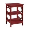 Omega 15.75 in. W x 23.75 in. H Cranberry Red Square Wood End Table with Shelves by Convenience Concepts