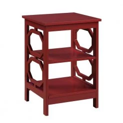 Omega 15.75 in. W x 23.75 in. H Cranberry Red Square Wood End Table with Shelves by Convenience Concepts