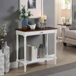 French Country 31.5 in. Dark Walnut/White Standard Rectangle Wood Console Table with 1 Drawer and Shelf by Convenience Concepts 14 French Country 31.5 in. Dark Walnut/White Standard Rectangle Wood Console Table with 1 Drawer and Shelf by Convenience Concepts -Cheap Convenience Concepts Store dark walnut white convenience concepts console tables r3 0227 31 1000