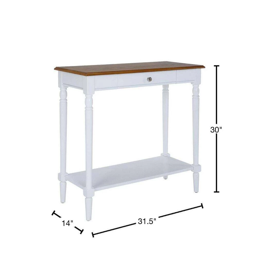 French Country 31.5 in. Dark Walnut/White Standard Rectangle Wood Console Table with 1 Drawer and Shelf by Convenience Concepts 4 French Country 31.5 in. Dark Walnut/White Standard Rectangle Wood Console Table with 1 Drawer and Shelf by Convenience Concepts - Image 3