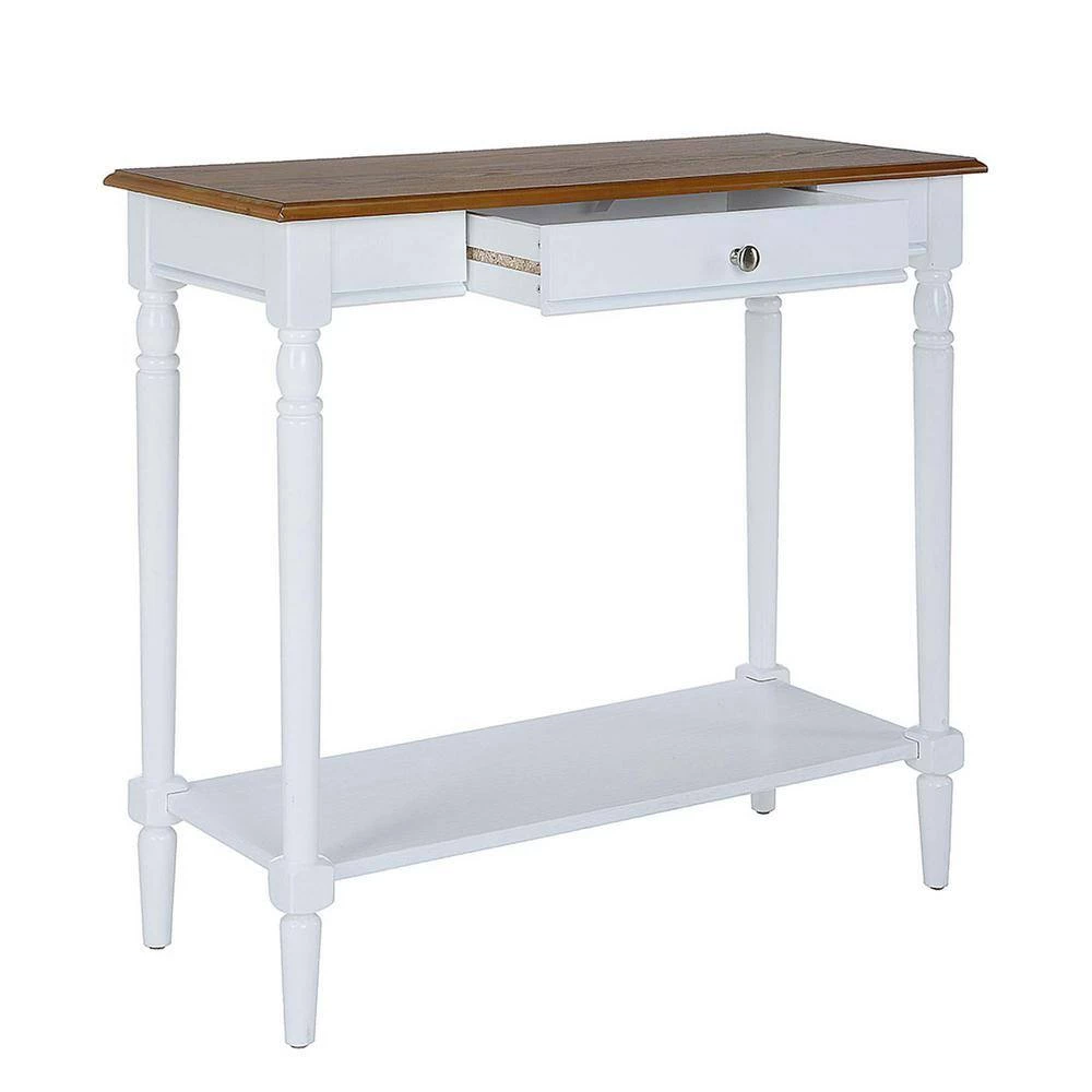 French Country 31.5 in. Dark Walnut/White Standard Rectangle Wood Console Table with 1 Drawer and Shelf by Convenience Concepts 5 French Country 31.5 in. Dark Walnut/White Standard Rectangle Wood Console Table with 1 Drawer and Shelf by Convenience Concepts - Image 4