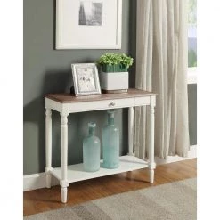 French Country 32 in. Driftwood/White Standard Rectangle Wood Console Table with Drawers by Convenience Concepts -Cheap Convenience Concepts Store driftwood and white convenience concepts end side tables 6042188dftw 31 1000