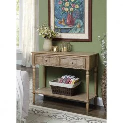 French Country 36 in. Driftwood Rectangle Wood Console Table with 2-Drawers by Convenience Concepts -Cheap Convenience Concepts Store driftwood convenience concepts console tables r3 0204 31 1000