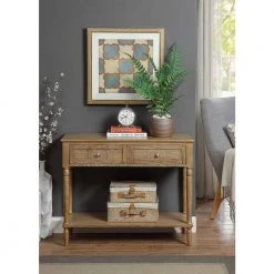 French Country 36 in. Driftwood Rectangle Wood Console Table with 2-Drawers by Convenience Concepts -Cheap Convenience Concepts Store driftwood convenience concepts console tables r3 0204 44 1000