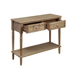 French Country 36 in. Driftwood Rectangle Wood Console Table with 2-Drawers by Convenience Concepts