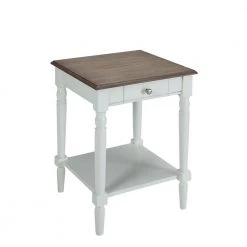 French Country Driftwood Gray and White End Table by Convenience Concepts