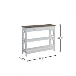 Omega 40 in. Driftwood Top/White Frame Standard Rectangle Console Table with 1-Drawer by Convenience Concepts -Cheap Convenience Concepts Store driftwood top white frame convenience concepts console tables s20 332 40 1000