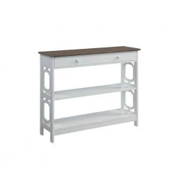 Omega 40 in. Driftwood Top/White Frame Standard Rectangle Console Table with 1-Drawer by Convenience Concepts
