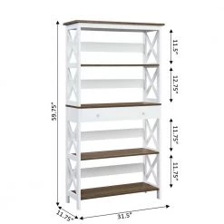 Oxford 59.75 in. Driftwood/White MDF 5-Shelf Standard Bookcase with Drawer by Convenience Concepts 9 Oxford 59.75 in. Driftwood/White MDF 5-Shelf Standard Bookcase with Drawer by Convenience Concepts -Cheap Convenience Concepts Store driftwood white convenience concepts bookcases bookshelves s20 322 c3 1000