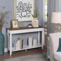 American Heritage 48 in. Driftwood/White Standard Rectangle MDF Console Table with 1 Drawer and Shelf by Convenience Concepts -Cheap Convenience Concepts Store driftwood white convenience concepts console tables r6 393 31 1000