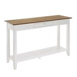 American Heritage 48 in. Driftwood/White Standard Rectangle MDF Console Table with 1 Drawer and Shelf by Convenience Concepts