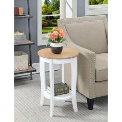 American Heritage Driftwood and White Round End Table by Convenience Concepts -Cheap Convenience Concepts Store driftwood white convenience concepts end side tables r6 357 1f 1000