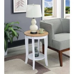 American Heritage Driftwood and White Round End Table by Convenience Concepts -Cheap Convenience Concepts Store driftwood white convenience concepts end side tables r6 357 4f 1000