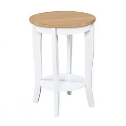 American Heritage Driftwood and White Round End Table by Convenience Concepts