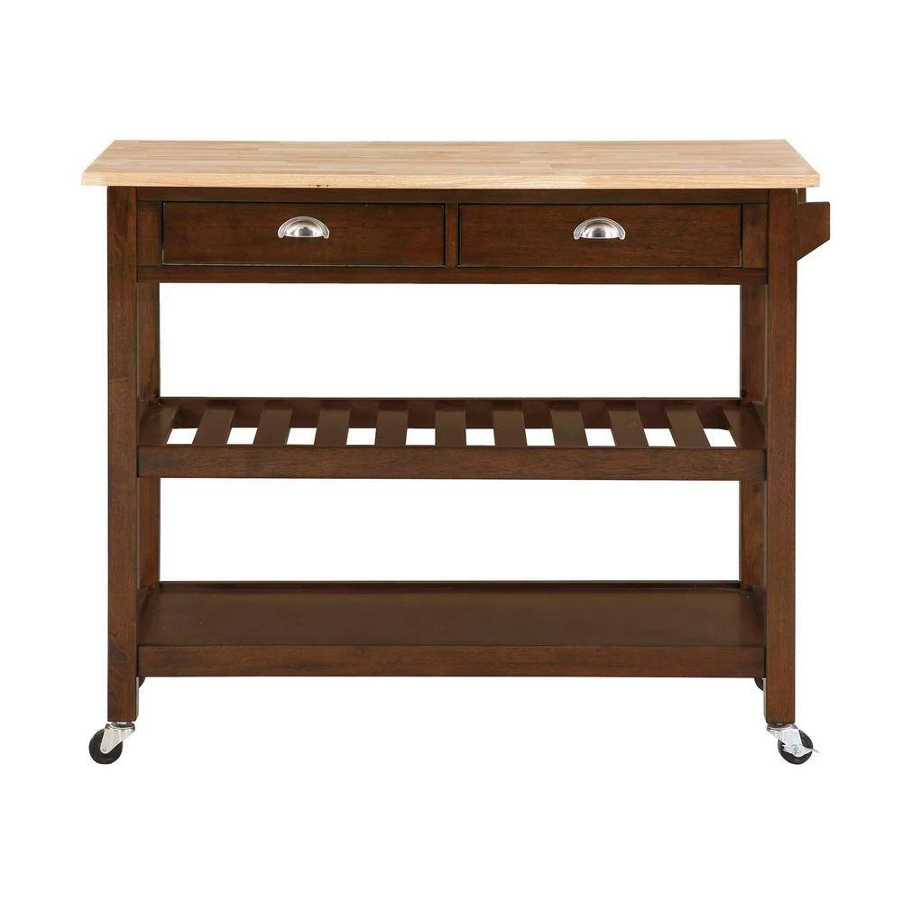American Heritage Espresso/Butcher Block Kitchen Cart with Drawers by Convenience Concepts 9 American Heritage Espresso/Butcher Block Kitchen Cart with Drawers by Convenience Concepts - Image 7