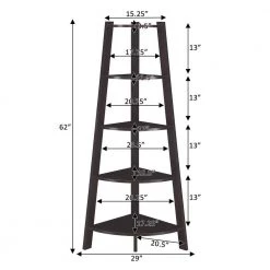 Newport 62 in. Espresso MDF 5-Shelf Corner Bookcase by Convenience Concepts -Cheap Convenience Concepts Store espresso convenience concepts bookcases bookshelves u14 256 1f 1000