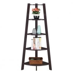 Newport 62 in. Espresso MDF 5-Shelf Corner Bookcase by Convenience Concepts -Cheap Convenience Concepts Store espresso convenience concepts bookcases bookshelves u14 256 4f 1000