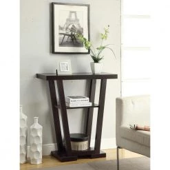 Newport 32 in. Espresso Standard Rectangle Wood Console Table with Storage by Convenience Concepts -Cheap Convenience Concepts Store espresso convenience concepts console tables 121399 31 1000