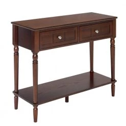 French Country 36 in. Espresso Rectangle Wood Console Table with 2-Drawers by Convenience Concepts
