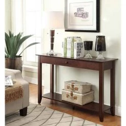 American Heritage 48 in. Espresso Standard Rectangle Wood Console Table with Drawers by Convenience Concepts -Cheap Convenience Concepts Store espresso convenience concepts console tables 7104099 es 31 1000