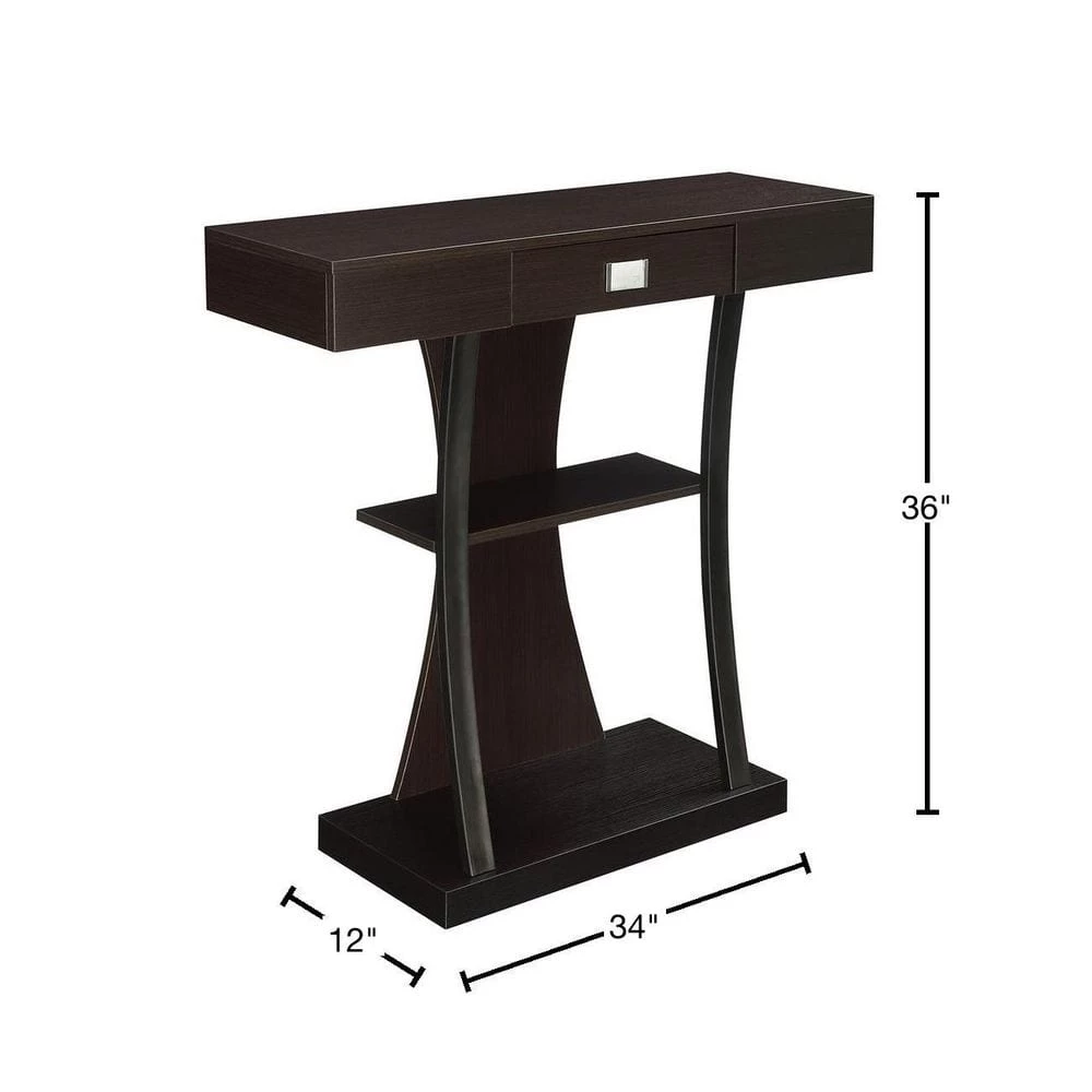 Newport 34 in. Espresso Standard Rectangle Console Table with Drawers by Convenience Concepts 5 Newport 34 in. Espresso Standard Rectangle Console Table with Drawers by Convenience Concepts - Image 3