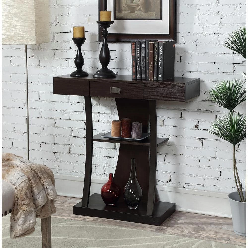 Newport 34 in. Espresso Standard Rectangle Console Table with Drawers by Convenience Concepts 6 Newport 34 in. Espresso Standard Rectangle Console Table with Drawers by Convenience Concepts - Image 4