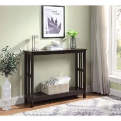 Mission 39.5 in. L x 31.5 in. H Espresso Rectangle Wood Console Table with Bottom Shelf by Convenience Concepts -Cheap Convenience Concepts Store espresso convenience concepts console tables s20 249 31 1000