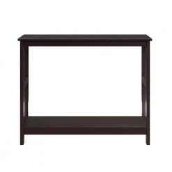 Mission 39.5 in. L x 31.5 in. H Espresso Rectangle Wood Console Table with Bottom Shelf by Convenience Concepts