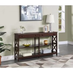 Oxford 60 in. Espresso Standard Height Rectangle Wood Console Table with 2 Drawers and Shelves by Convenience Concepts 17 Oxford 60 in. Espresso Standard Height Rectangle Wood Console Table with 2 Drawers and Shelves by Convenience Concepts -Cheap Convenience Concepts Store espresso convenience concepts console tables s20 465 31 1000