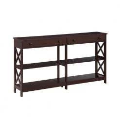 Oxford 60 in. Espresso Standard Height Rectangle Wood Console Table with 2 Drawers and Shelves by Convenience Concepts