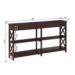 Oxford 60 in. Espresso Standard Height Rectangle Wood Console Table with 2 Drawers and Shelves by Convenience Concepts 14 Oxford 60 in. Espresso Standard Height Rectangle Wood Console Table with 2 Drawers and Shelves by Convenience Concepts -Cheap Convenience Concepts Store espresso convenience concepts console tables s20 465 c3 1000