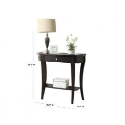 Newport 36 in. Espresso Standard Half Moon Wood Console Table with Drawers by Convenience Concepts -Cheap Convenience Concepts Store espresso convenience concepts console tables u14 108 40 1000