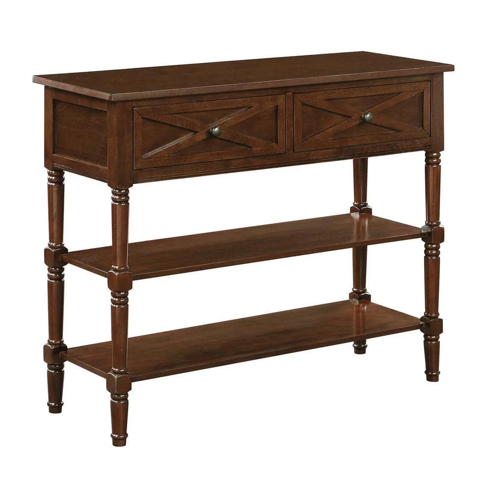 Country Oxford 38 in. Espresso Standard Rectangle Wood Console Table with 2-Drawers and Shelves by Convenience Concepts 3 Country Oxford 38 in. Espresso Standard Rectangle Wood Console Table with 2-Drawers and Shelves by Convenience Concepts