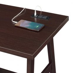 Designs2Go 47 in. Rectangular Espresso MDF Writing Desk with Charging Station by Convenience Concepts -Cheap Convenience Concepts Store espresso convenience concepts writing desks r7 126 c3 1000