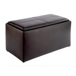 Designs4Comfort Sheridan Espresso Faux Leather Storage Bench with Reversible Tray and 2 Side Ottomans by Convenience Concepts -Cheap Convenience Concepts Store espresso faux leather convenience concepts ottomans r8 100 1f 1000