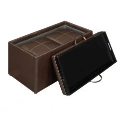 Designs4Comfort Sheridan Espresso Faux Leather Storage Bench with Reversible Tray and 2 Side Ottomans by Convenience Concepts -Cheap Convenience Concepts Store espresso faux leather convenience concepts ottomans r8 100 77 1000