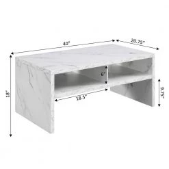 Northfield Admiral 40 in. L x 18 in. H White Faux Marble Rectangular Wood Coffee Table with Shelves by Convenience Concepts -Cheap Convenience Concepts Store faux white marble convenience concepts coffee tables r4 0567 4f 1000