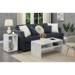 Northfield Admiral 40 in. L x 18 in. H White Faux Marble Rectangular Wood Coffee Table with Shelves by Convenience Concepts -Cheap Convenience Concepts Store faux white marble convenience concepts coffee tables r4 0567 d4 1000