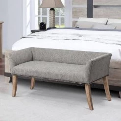 Designs4Comfort Gabriella Jacquard Geometric Maze/Weathered White Bench Ottoman 23 in. H X 19.5 in. W X 49.5 in. D by Convenience Concepts -Cheap Convenience Concepts Store geometric maze fabric weathered white convenience concepts bedroom benches r8 212 31 1000