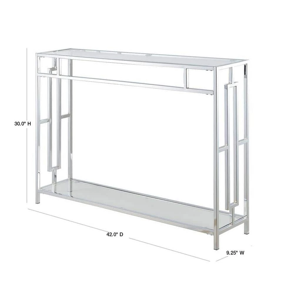 Town Square 42 in. Chrome/Clear Standard Rectangle Glass Console Table by Convenience Concepts 5 Town Square 42 in. Chrome/Clear Standard Rectangle Glass Console Table by Convenience Concepts - Image 3
