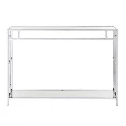 Town Square 42 in. Chrome/Clear Standard Rectangle Glass Console Table by Convenience Concepts
