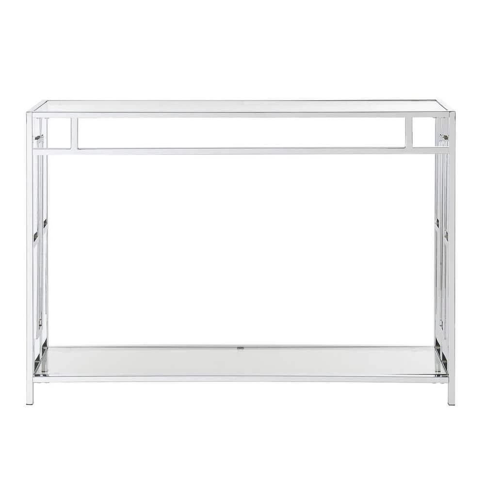 Town Square 42 in. Chrome/Clear Standard Rectangle Glass Console Table by Convenience Concepts 3 Town Square 42 in. Chrome/Clear Standard Rectangle Glass Console Table by Convenience Concepts