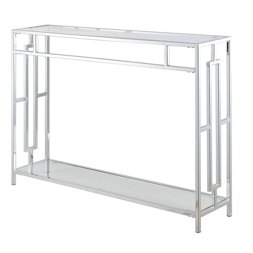 Town Square 42 in. Chrome/Clear Standard Rectangle Glass Console Table by Convenience Concepts 6 Town Square 42 in. Chrome/Clear Standard Rectangle Glass Console Table by Convenience Concepts - Image 4