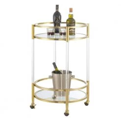 Glass/Gold Royal Crest Bar Round Cart with 2-Tiers by Convenience Concepts -Cheap Convenience Concepts Store glass gold convenience concepts bar carts s14 137 1f 1000