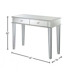 Gold Coast 42 in. L x 30 in. H Mirror and Silver Rectangular Class Top Console Table with 2-Drawers by Convenience Concepts -Cheap Convenience Concepts Store glass silver convenience concepts console tables u12 272 40 1000
