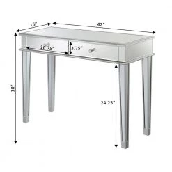 Gold Coast 42 in. L x 30 in. H Mirror and Silver Rectangular Class Top Console Table with 2-Drawers by Convenience Concepts -Cheap Convenience Concepts Store glass silver convenience concepts console tables u12 272 44 1000