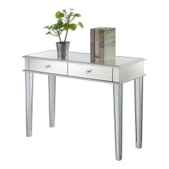 Gold Coast 42 in. L x 30 in. H Mirror and Silver Rectangular Class Top Console Table with 2-Drawers by Convenience Concepts -Cheap Convenience Concepts Store glass silver convenience concepts console tables u12 272 c3 1000