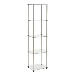 Designs2Go Classic 61.25 in. Glass/Stainless 5-Shelf Accent Bookcase by Convenience Concepts