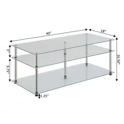 Designs2Go 40 in. Glass/Stainless Standard Rectangular Glass Top Coffee Table with 3 Tiers by Convenience Concepts 8 Designs2Go 40 in. Glass/Stainless Standard Rectangular Glass Top Coffee Table with 3 Tiers by Convenience Concepts -Cheap Convenience Concepts Store glass stainless convenience concepts coffee tables r2 233 c3 1000
